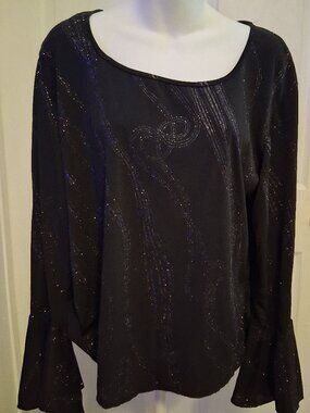 Decaf black blouse with glitter pattern. Size 2X